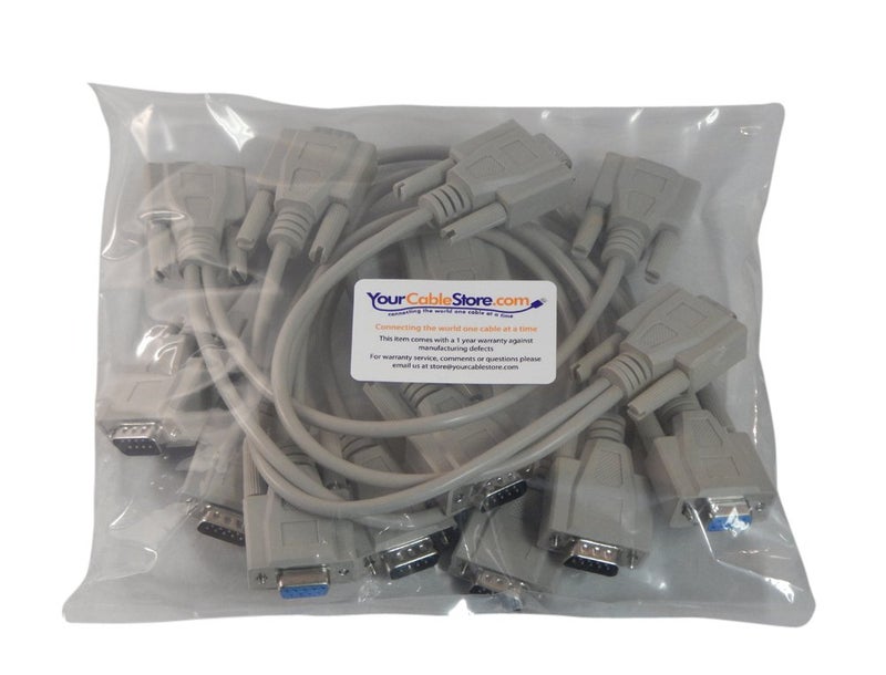 Your Cable Store 1 Foot 9 Pin Serial Splitter Cable DB9 2 Male / 1 Female RS232 5 Pack - Image 2